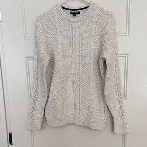 Banana Republic Slightly-Off-White Cable Knit Irish Fisherman Style Sweater